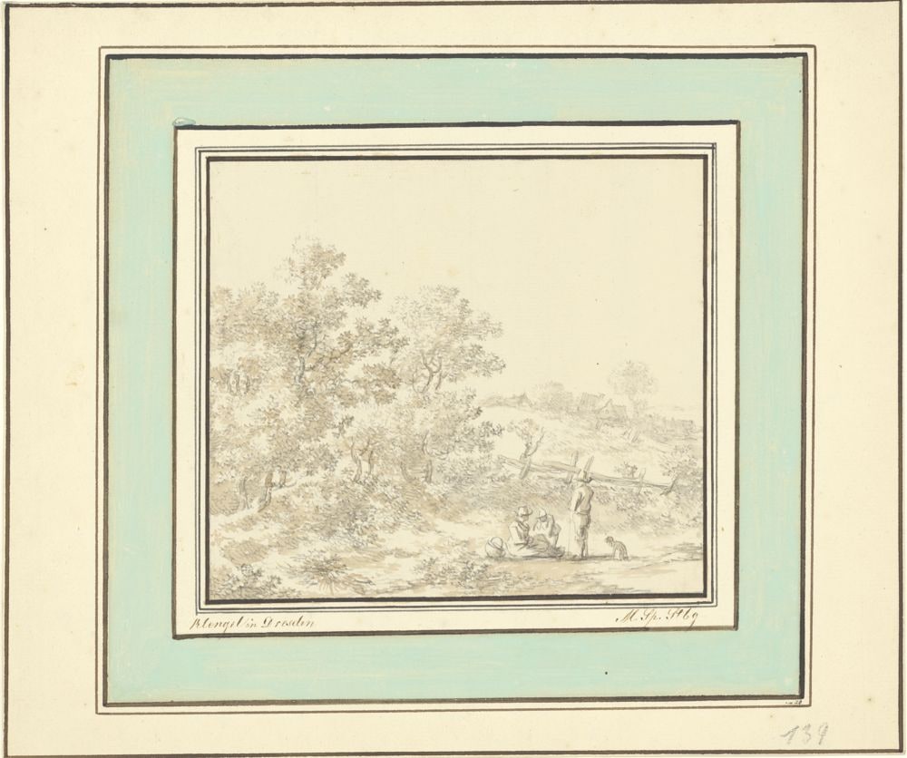 Landschaft mit drei Gestalten