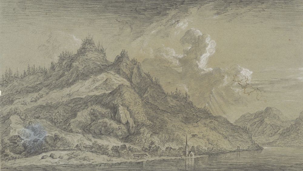 Bergige Landschaft mit See
