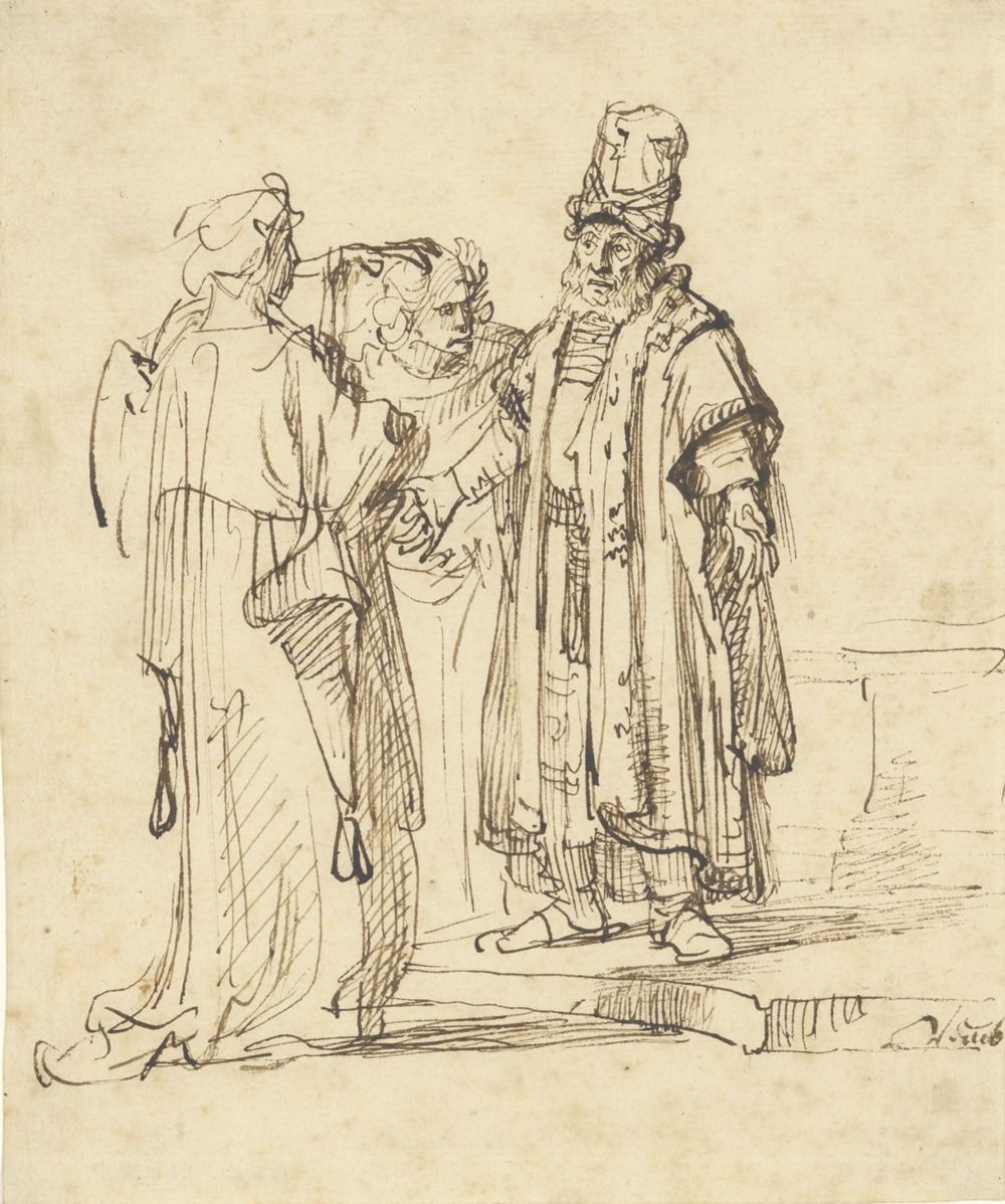 Biblische Szene (Lot und die Engel?)
