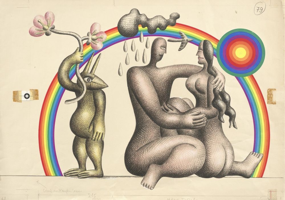 Zehn Illustrationen zum Monat April in:Georg Maurers immerwährender Dreistrophenkalender umrahmt mit Bildern von zwölf Künstlern. Ausgewählt und herausgegeben von Gerhard Wolf, Halle - Leipzig: Mitteldeutscher Verlag