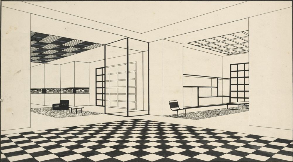 Innenarchitektur-Studie einer Wohnhalle