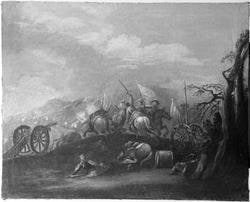 Scena di battaglia con attacco di cavalieri