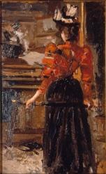 Interno con figura femminile