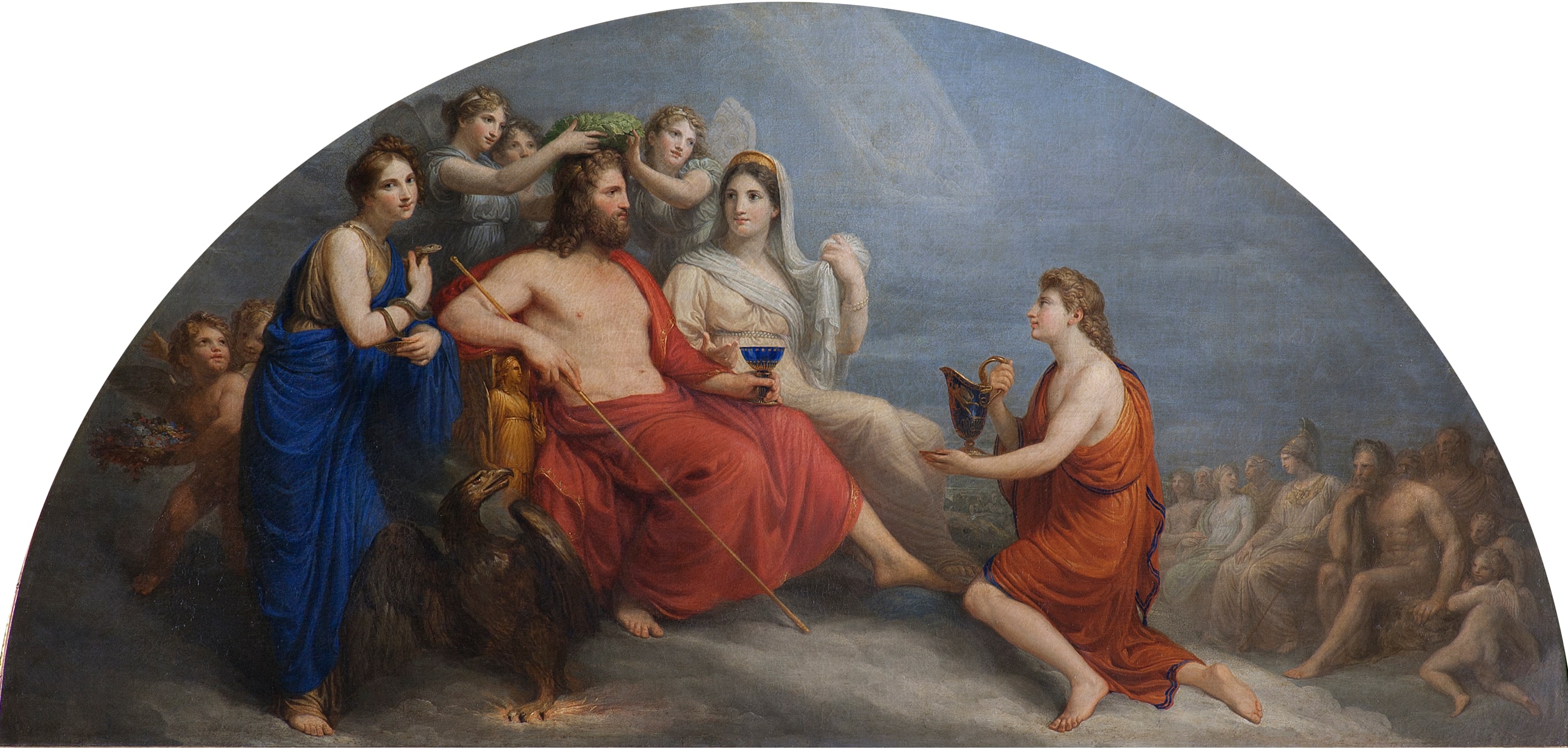 Giove incoronato di mirto dalle Ore porge a Ganimede il nappo per ricevere il nettare