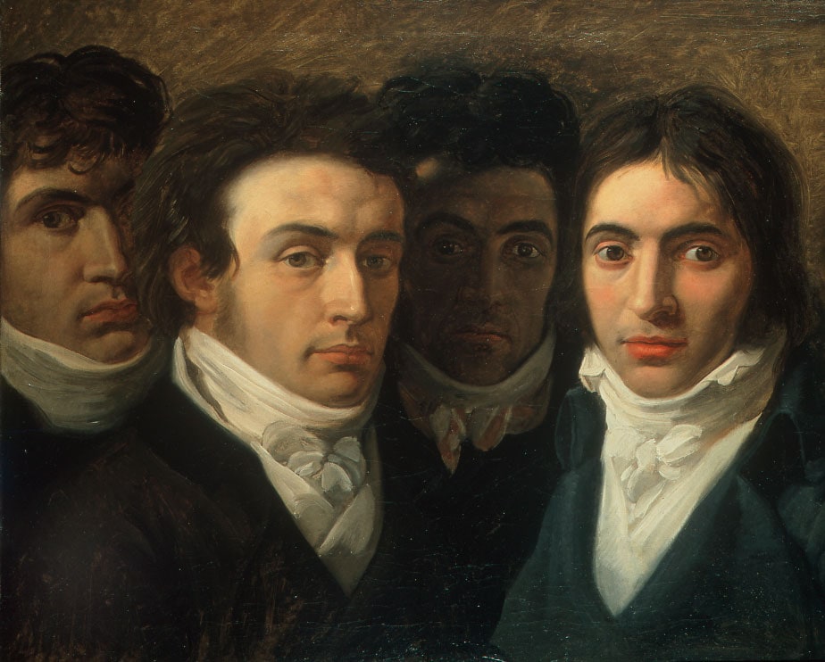 Autoritratto con Felice Bellotti, Gaetano Cattaneo e Carlo Porta