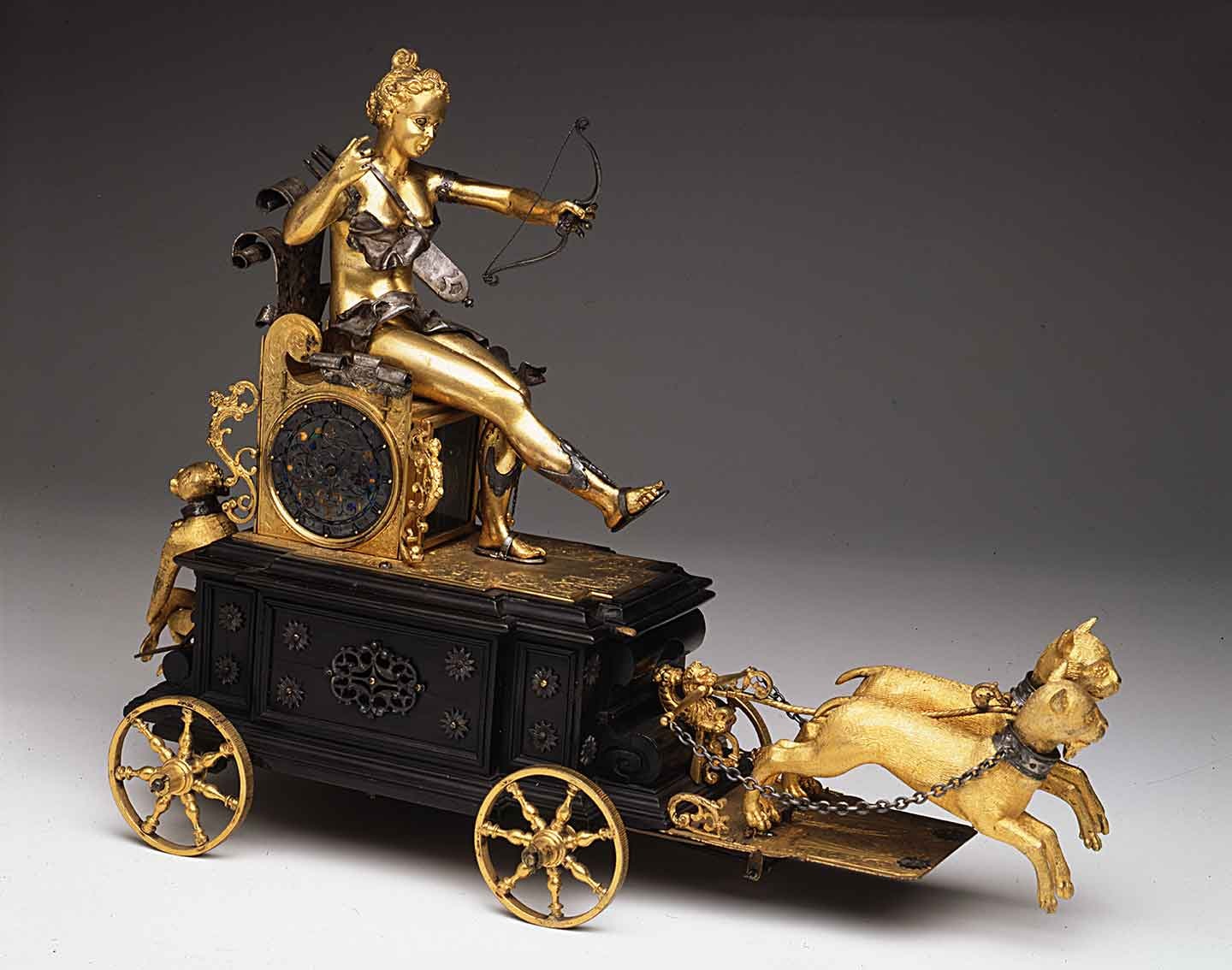 Orologio a carro trionfale con automi