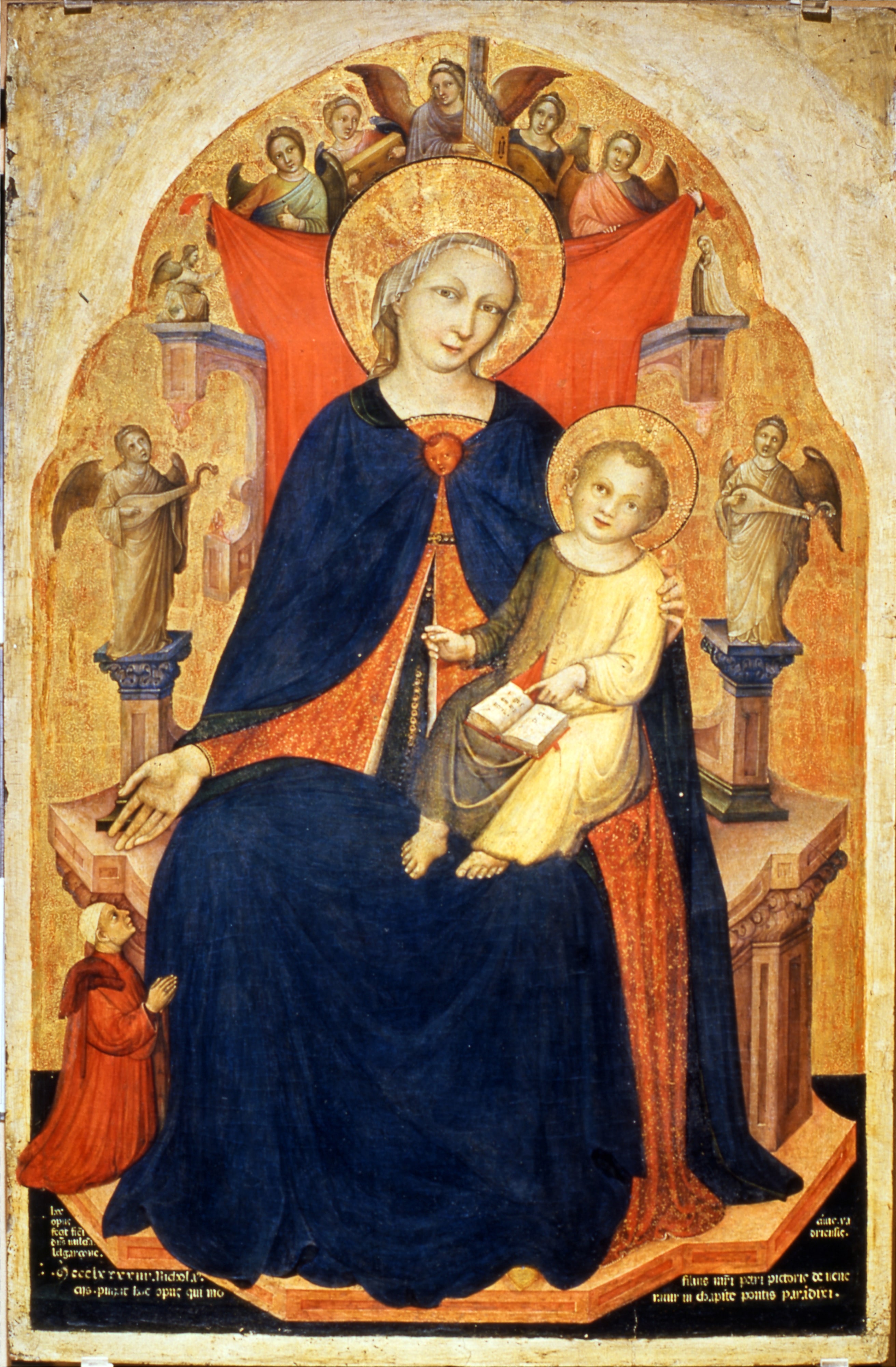 Madonna and Child Enthroned with Angels Playing Music and the Donor Vulciano Belgarzone di Zara