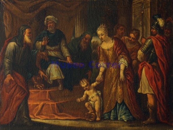 Mose' fanciullo calpesta la corona del Faraone