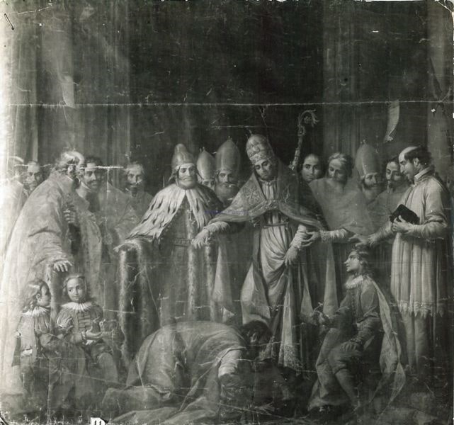 Federico Barbarossa inginocchiato dinanzi a papa Alessandro III