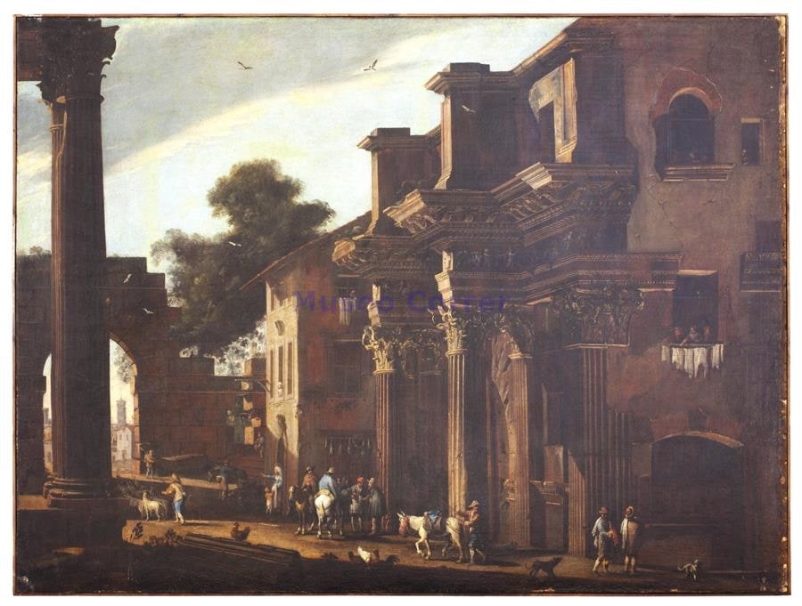 Paesaggio con rovine e macchiette