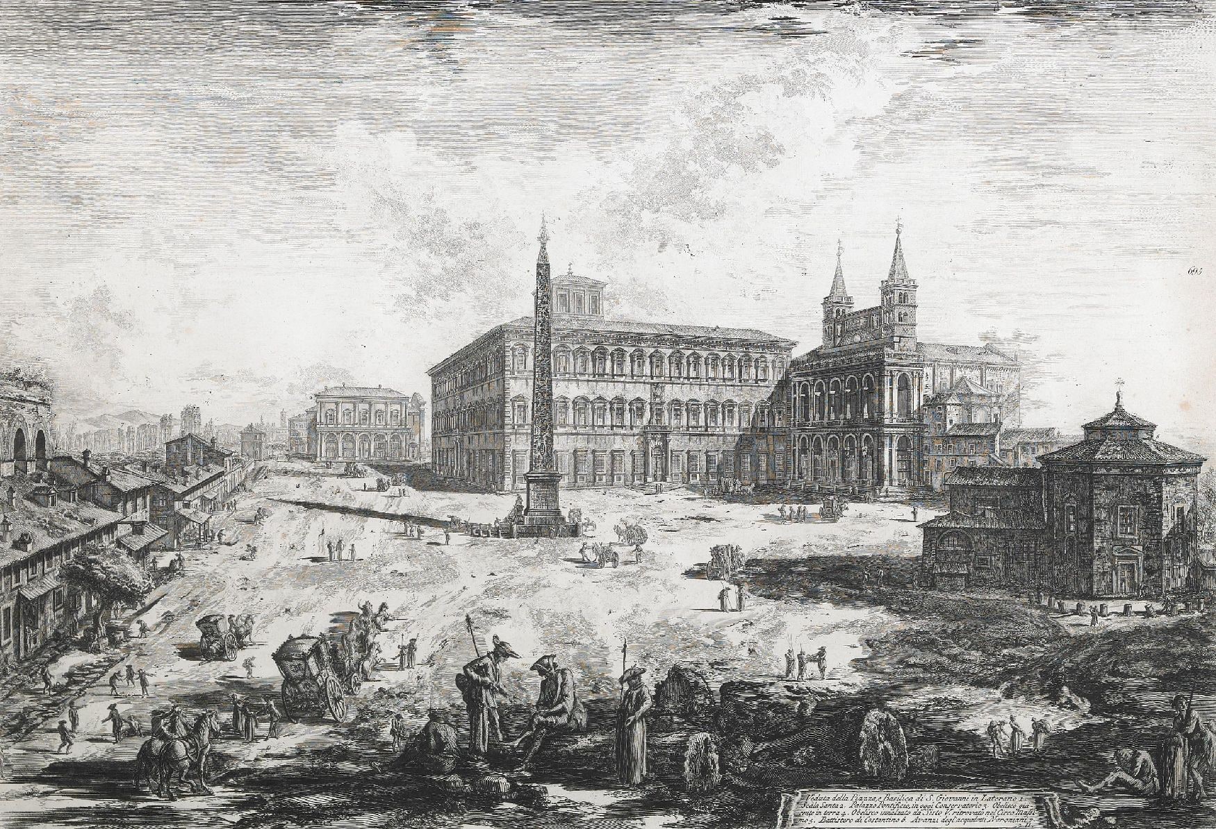View of the square and the Basilica of St John Lateran