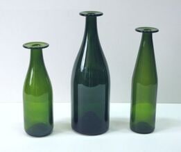 Three green bottles, which could also be clear