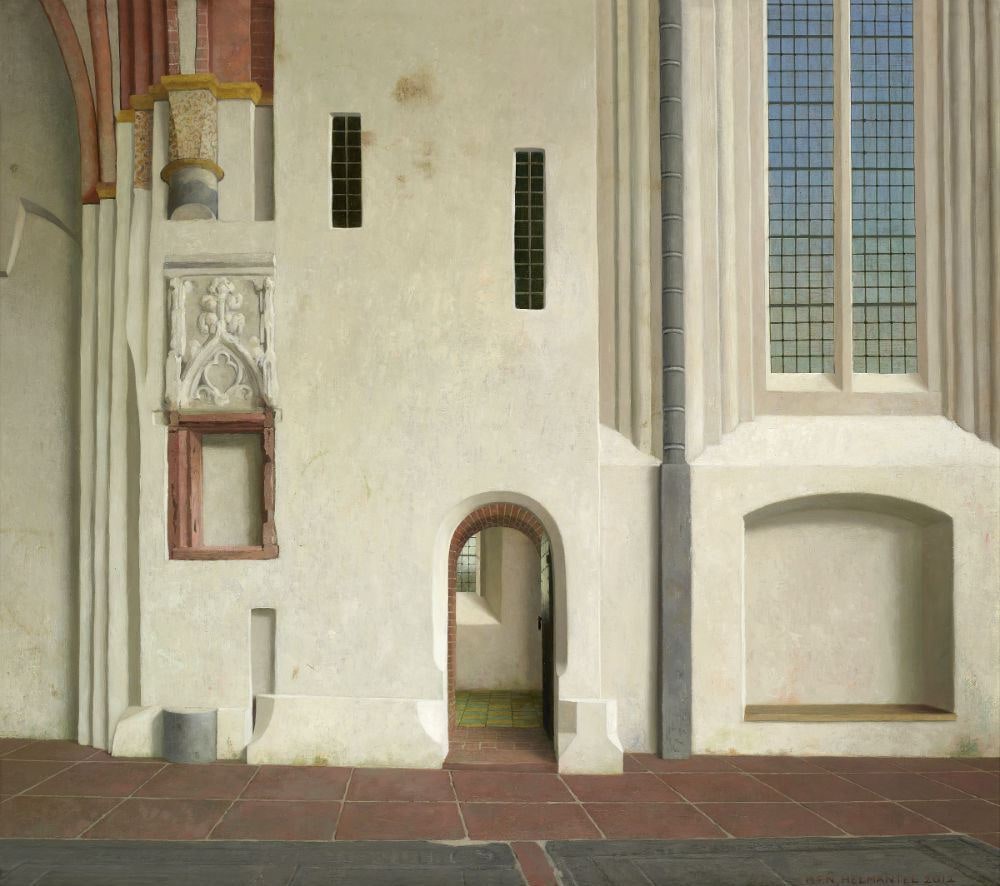 Gezicht op de noordmuur van het koor van de Nicolaikerk te Appingedam