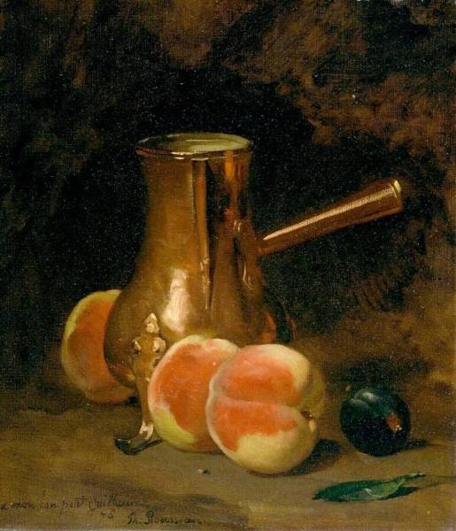 Still Life with Peaches and Red Copper Pot