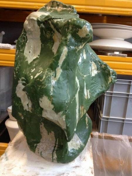 Smaller White Rock with Chrome Oxide Green