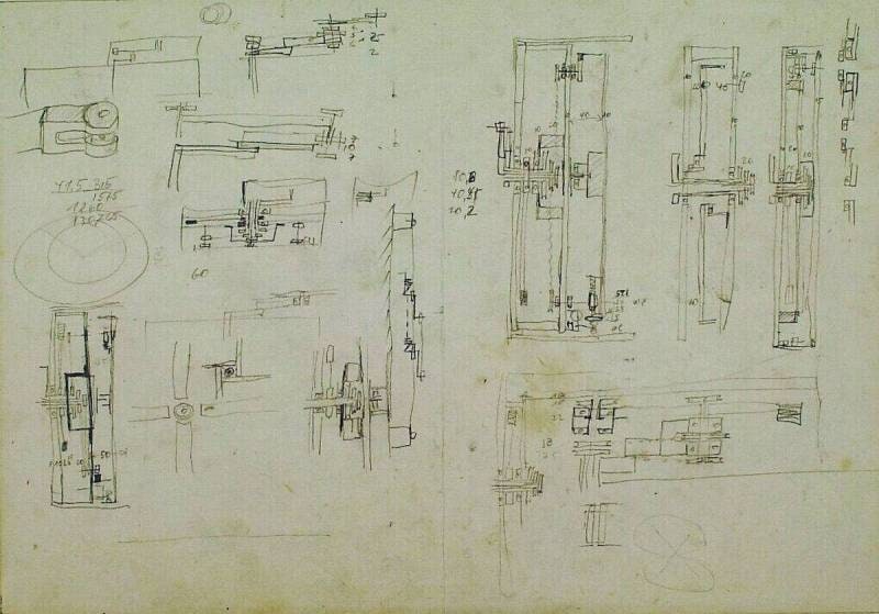 Working Drawing for a Mechanical Construction: 'Scheibenelement auf einer Scheibe' (Disc Element on Disc)