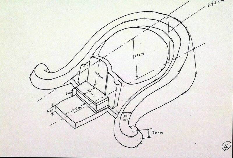 Drawing for 'The Overturned Tomb', Perspective View
