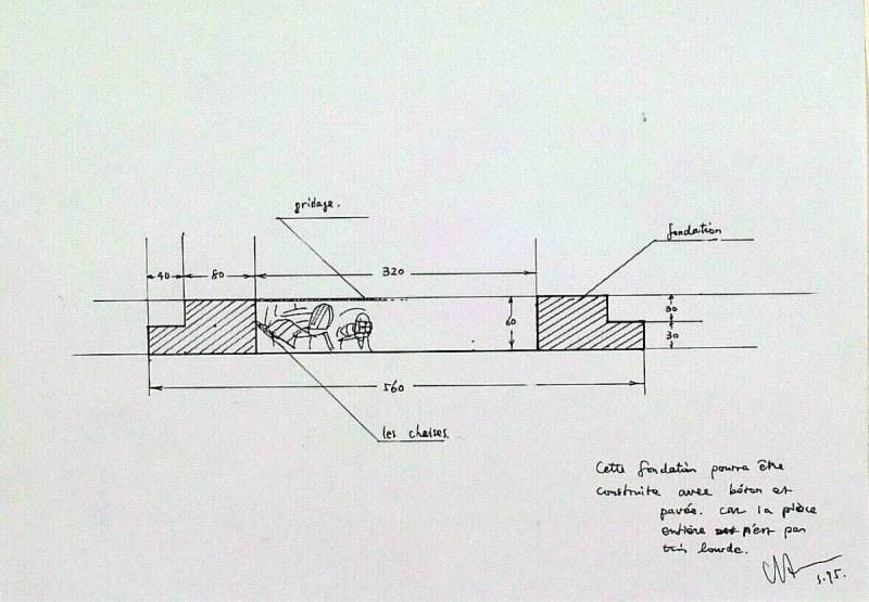 Initial Proposal for Relocation of 'Resonance' in Sculpture Garden (Cross-Section of Foundation)