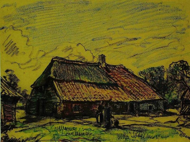 Farmhouse with Attached Barn, Pump in Yard