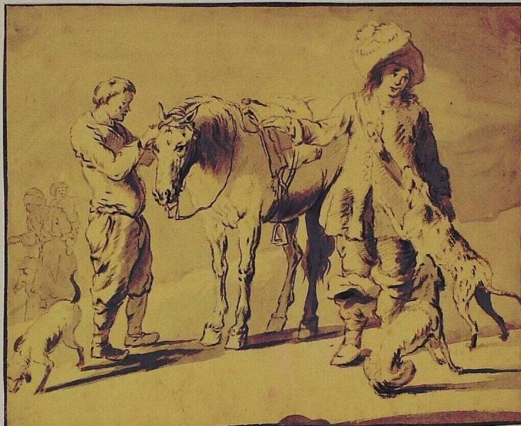 Dogs Greet Their Dismounted Boss