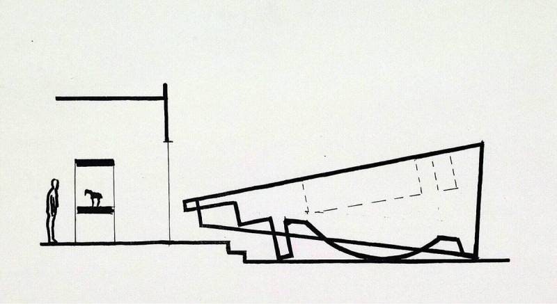 Drawing for 'The Overturned Tomb', View from the Side