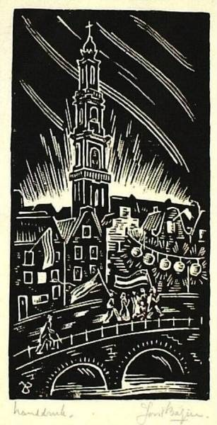 The Westertoren in Amsterdam with Celebrating Figures
