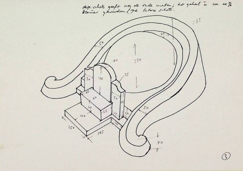 Drawing for 'The Overturned Tomb', Perspective View