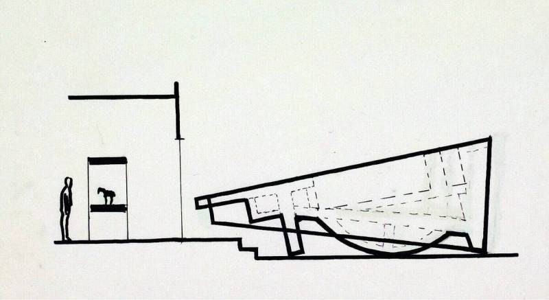 Drawing for 'The Overturned Tomb', Side View