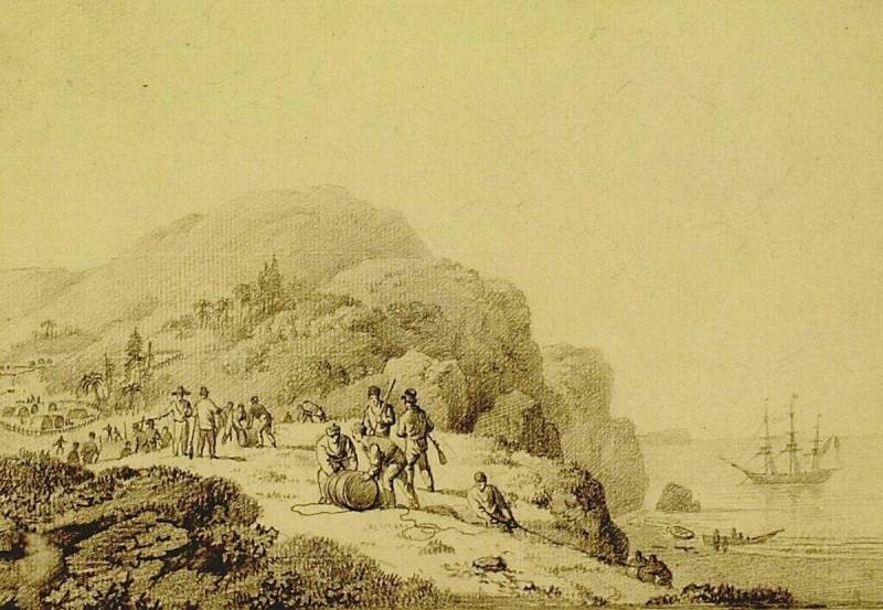 African Rocky Coast with Running Three-Master