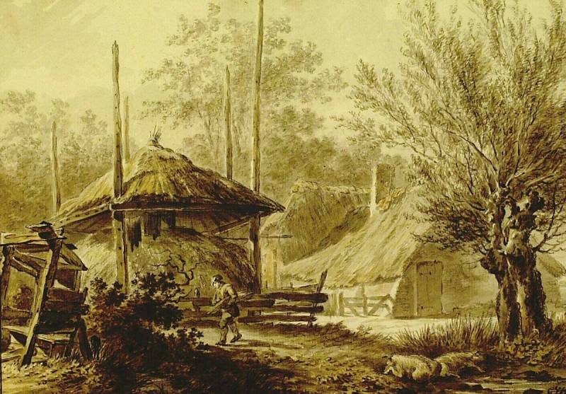 Two Pigs in Front of a Farm near Vagten