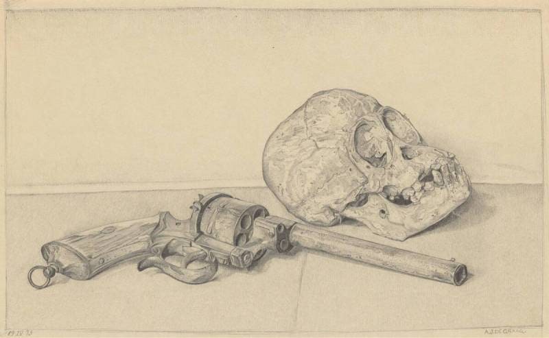 Still Life of Skull and Pistol