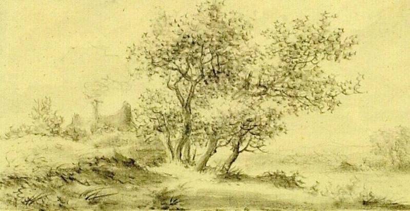 Country Road with Trees and a Roof