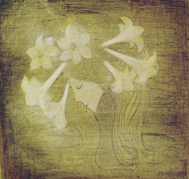 Woman's Head with Lilies