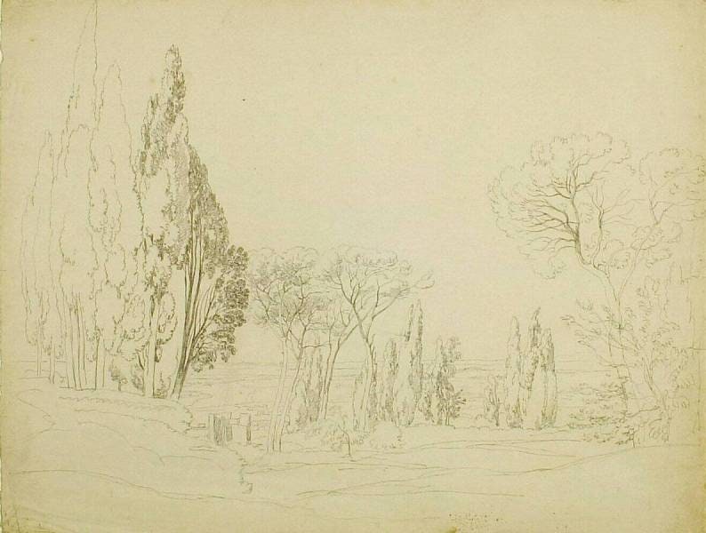 Italian Landscape with Pine Trees and Cypresses