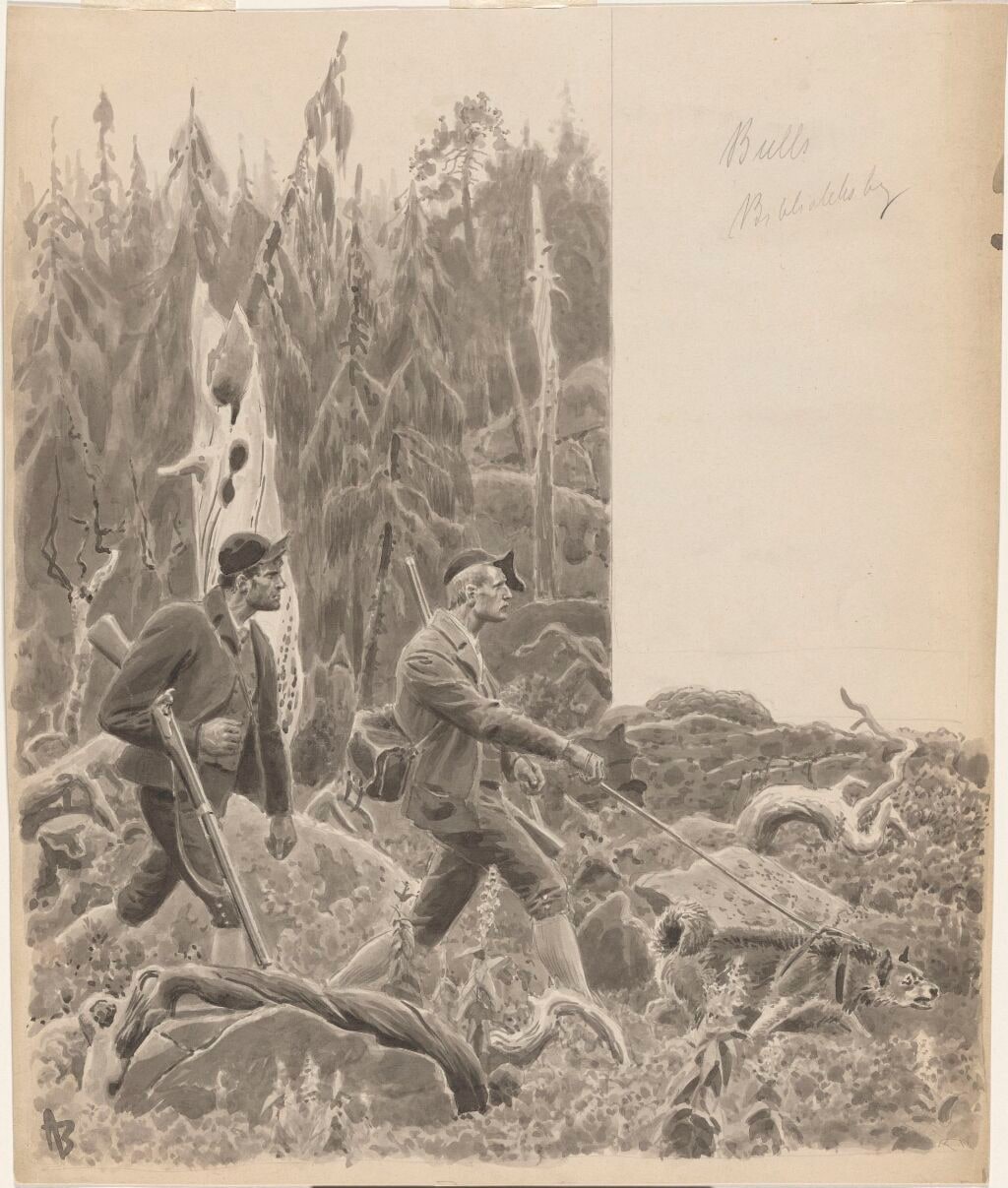 Two Hunters in a Forest Landscape