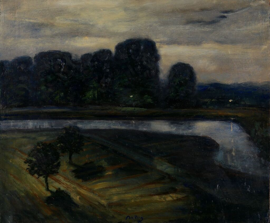 Landskap med kanal