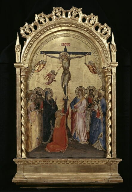 Le Calvaire avec cinq saints (Catherine, François, Marie-Madeleine, Barthélémy, saint Évêque)