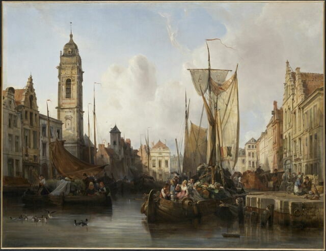 Vue du bassin Sainte-Catherine à Bruxelles