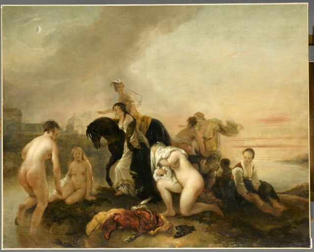 Clélie passant le Tibre pour fuir le camp du roi étrusque Porsenna où elle était retenue en otage
