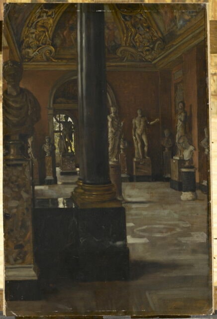 Vue de la salle de Septime Sévère prise de la salle de la Paix au Louvre