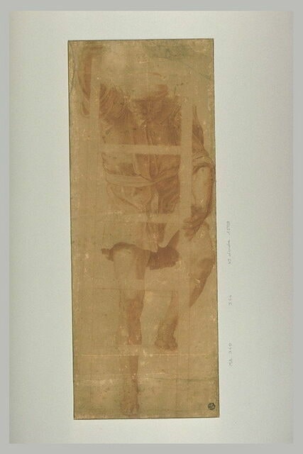 Homme descendant une échelle ; étude de main