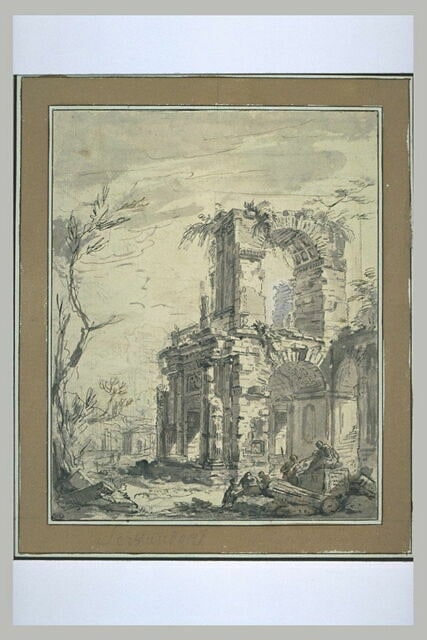 Figures parmi des ruines antiques