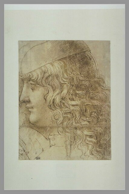 Portrait de jeune homme de profil ; indication partielle d'une autre étude