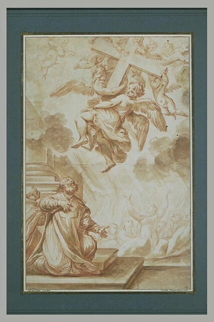 Apparition d'anges portant la Croix à deux religieux