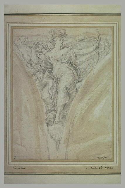 Femme tirant à l'arc, dans un écoinçon de voûte