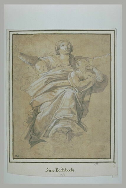 La Vierge sur des nuages portée par des anges