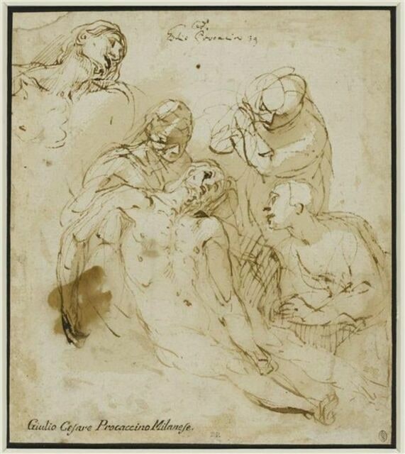 Le Christ mort entouré de quatre figures