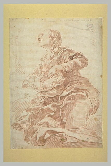 La Vierge à genoux sur des nuages