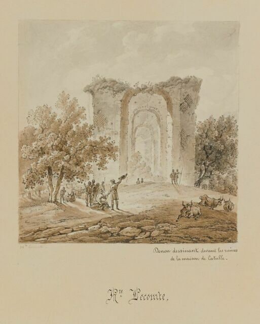 Denon dessinant les ruines de la maison de Catulle
