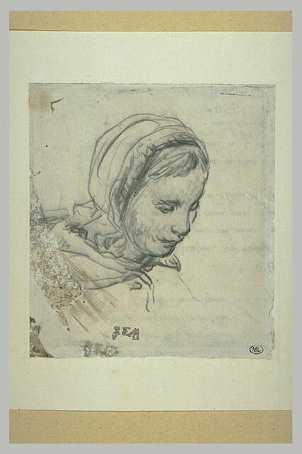 Visage de femme, tourné vers la droite : la Bergère